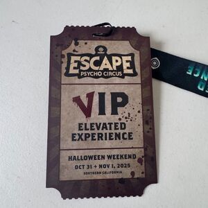 Escape VIP Psycho Circus VIP Experience Lanyard and Collectible Pass